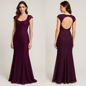 Nicole Miller‎ Lace Formal Dress Purple Sleeveless Gown Evening Party Size 2
